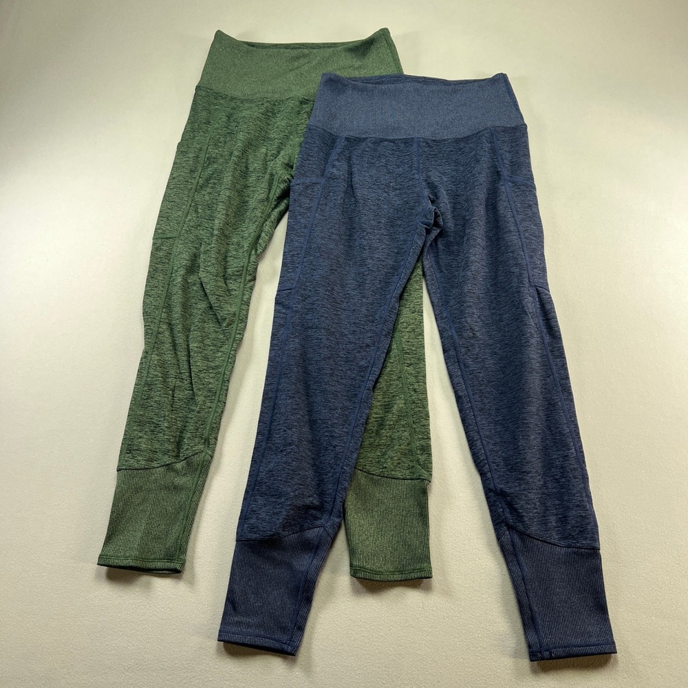 Lot Of 2 Kirkland Signature Brushed Leggings Womens Medium Multicolor Yoga Gym